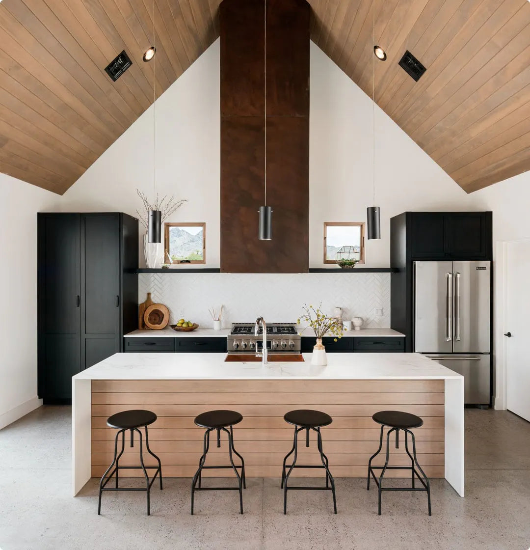 Dekton kitchen island and perimeter surfaces with white matte finish and clean edges — dekton countertops installed by Signature Stone Las Vegas