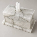 Luxury White Natural Stone Tissue Box Cover – Handcrafted Mosaic
