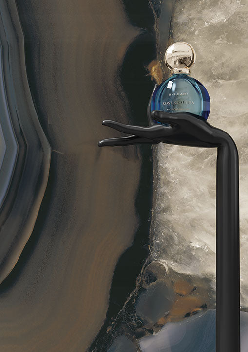 Agata Terra stone surface with flowing blue and gray veining and polished finish — premium countertop fabrication by Signature Stone Las Vegas