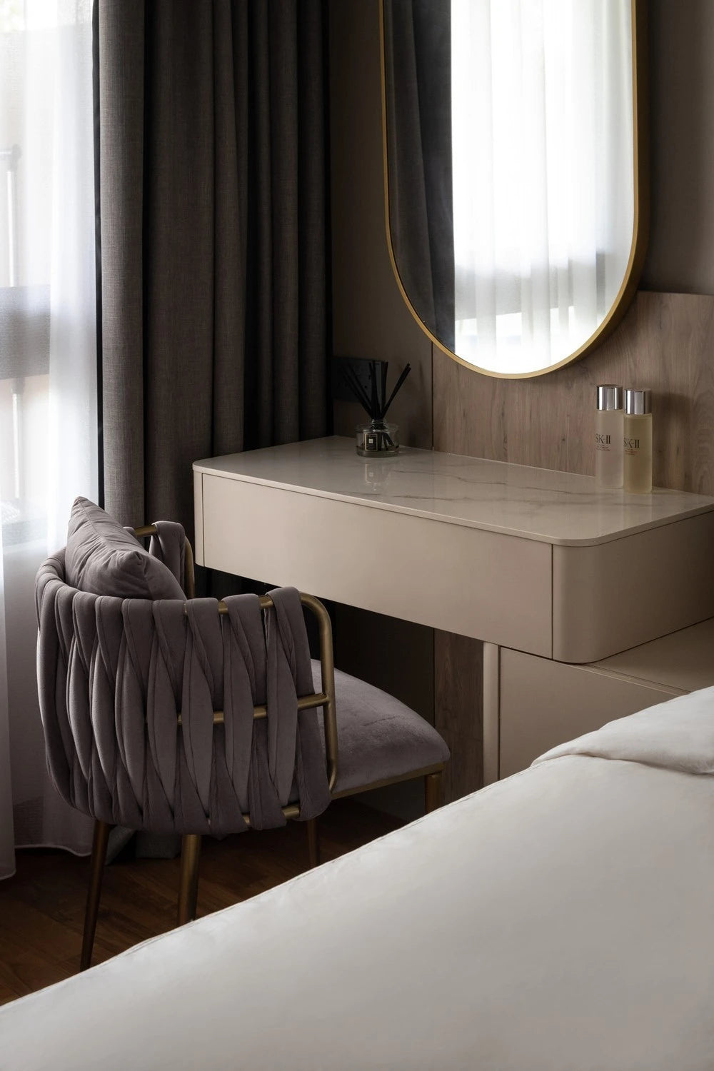 Dekton Bergen vanity countertop with smooth white finish and clean edges — perfect for dekton kitchen countertops by Signature Stone Las Vegas