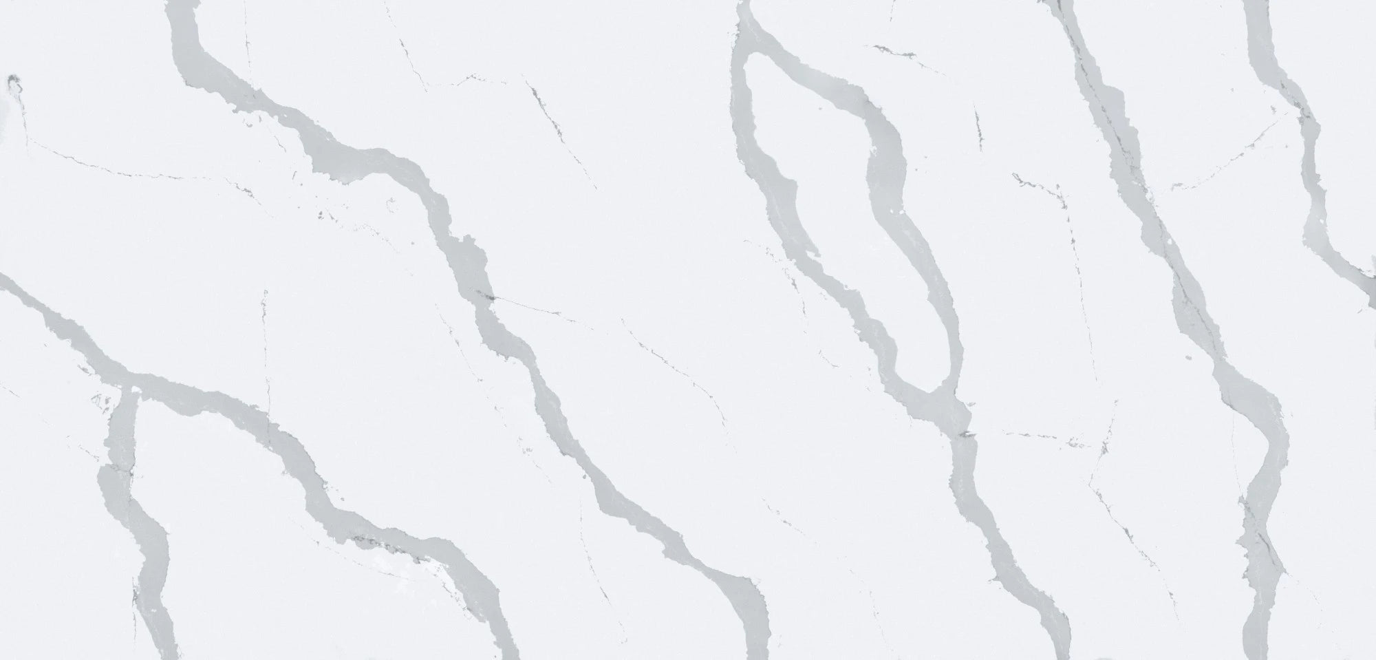 Silestone Bianco Calacatta surface with white background and gray veining — engineered quartz countertops fabricated and installed by Signature Stone LV