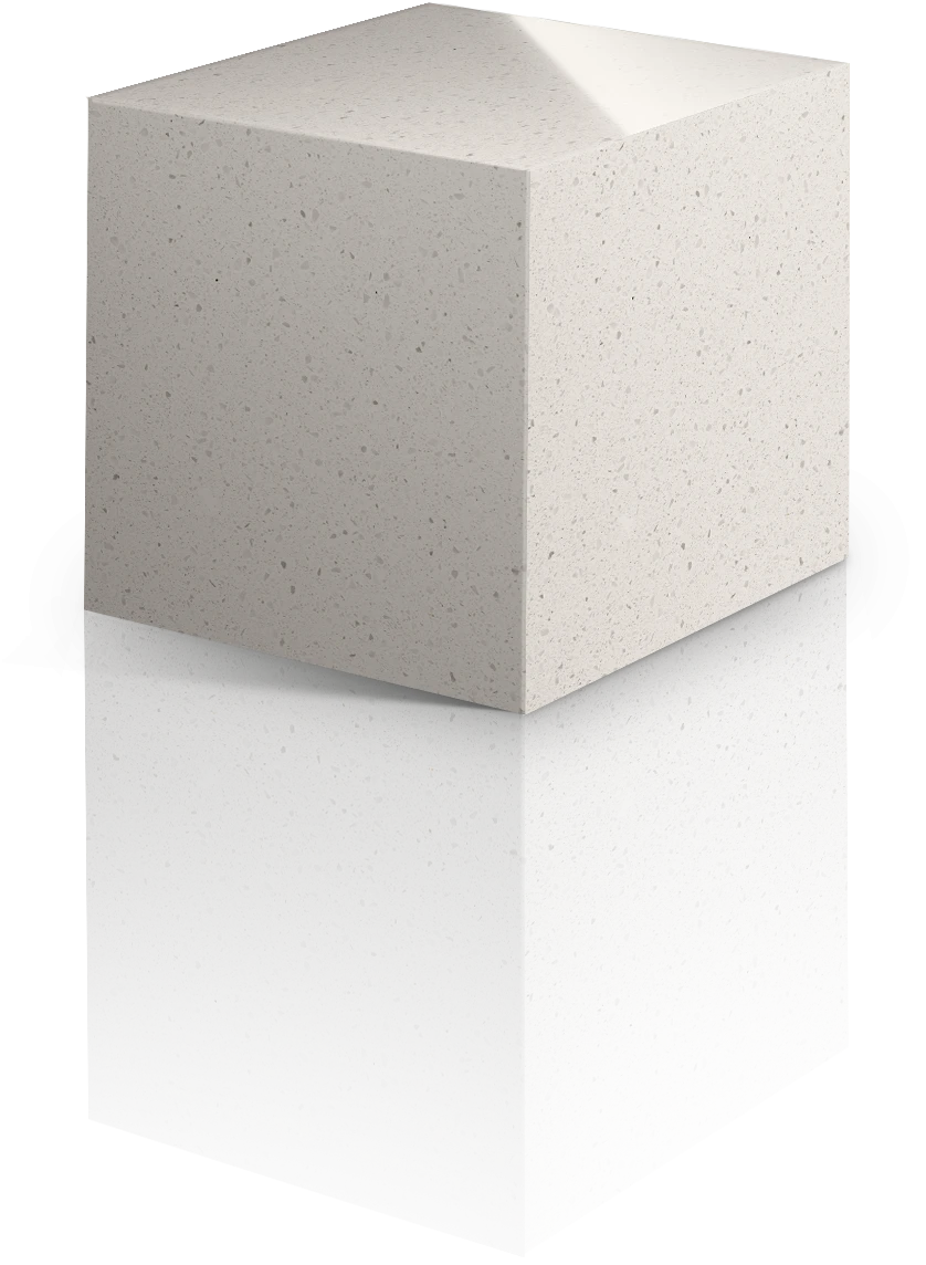 Silestone Blanco Maple sample block showing creamy white surface with subtle speckled pattern — engineered quartz countertops fabricated and installed by Sig...
