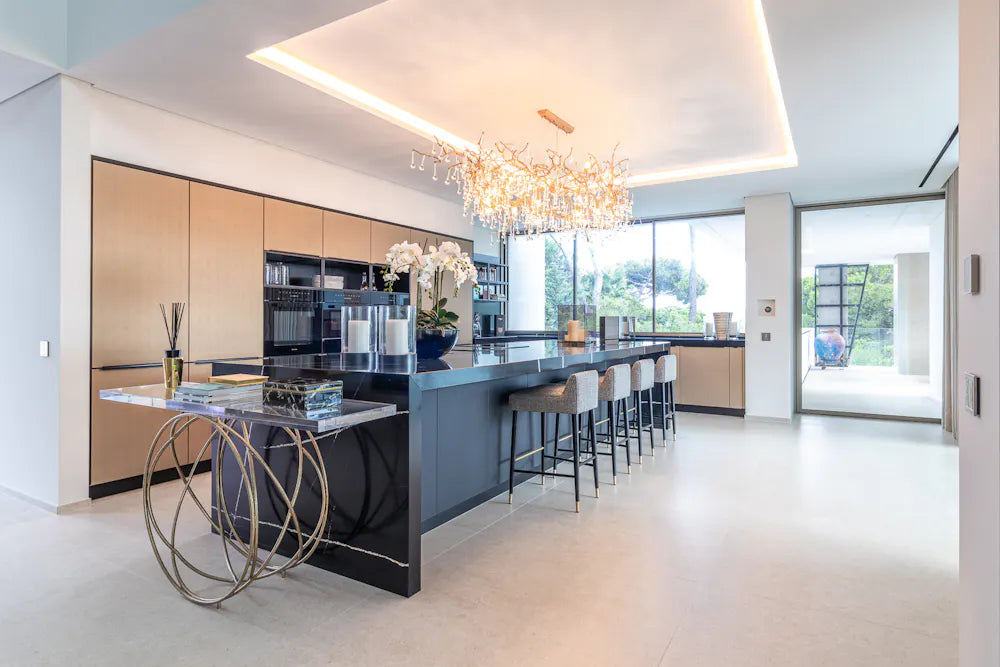 Silestone kitchen island with dark quartz surface and sleek modern design — premium quartz countertops near me by Signature Stone Las Vegas