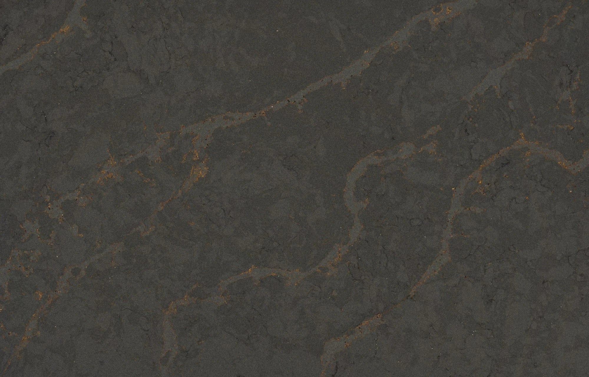 Silestone Bohemian Flame surface with dark charcoal base and bronze veining throughout — premium quartz countertops installed by Signature Stone Las Vegas