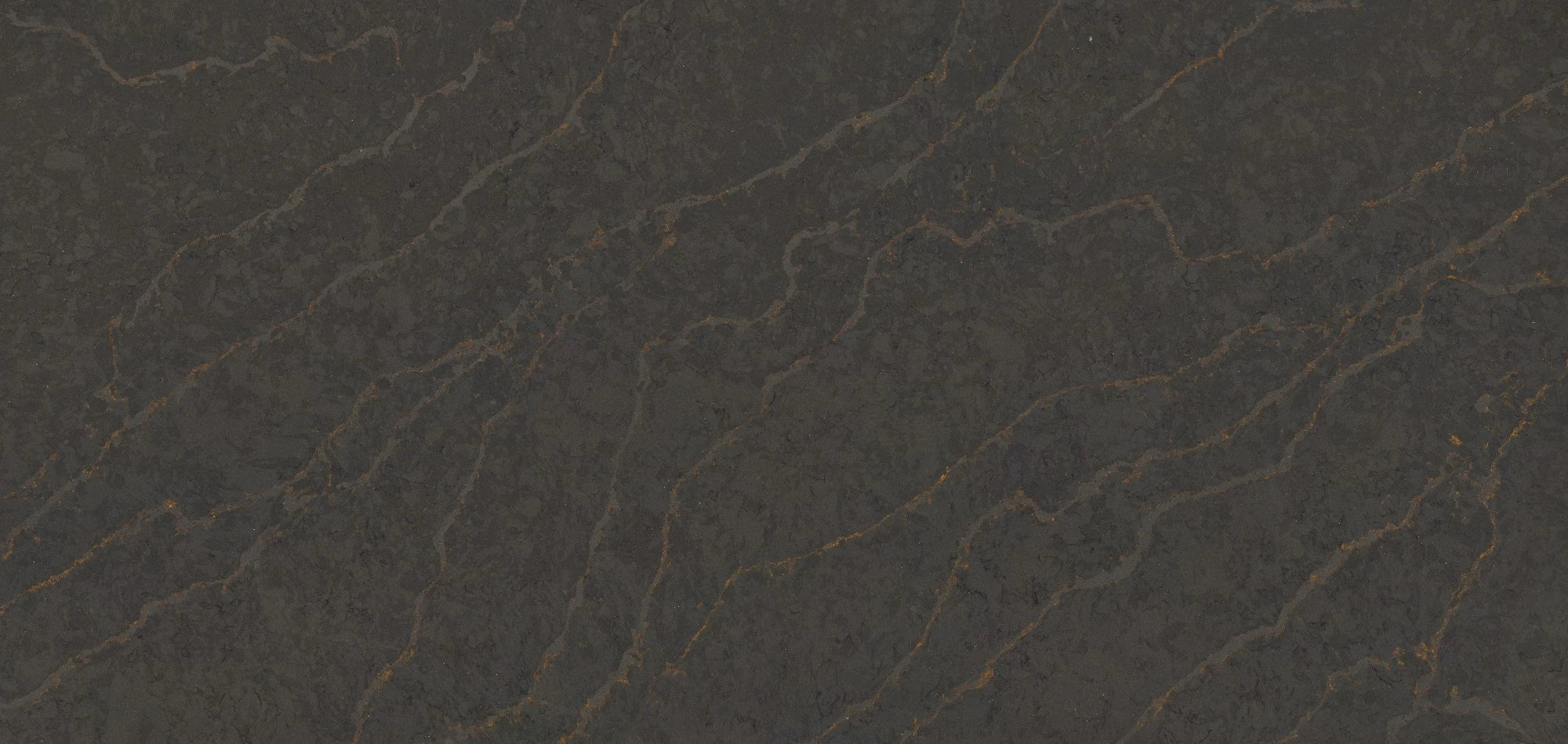 Silestone Bohemian Flame surface with dark charcoal background and golden veining pattern — engineered quartz countertops fabricated and installed by Signatu...