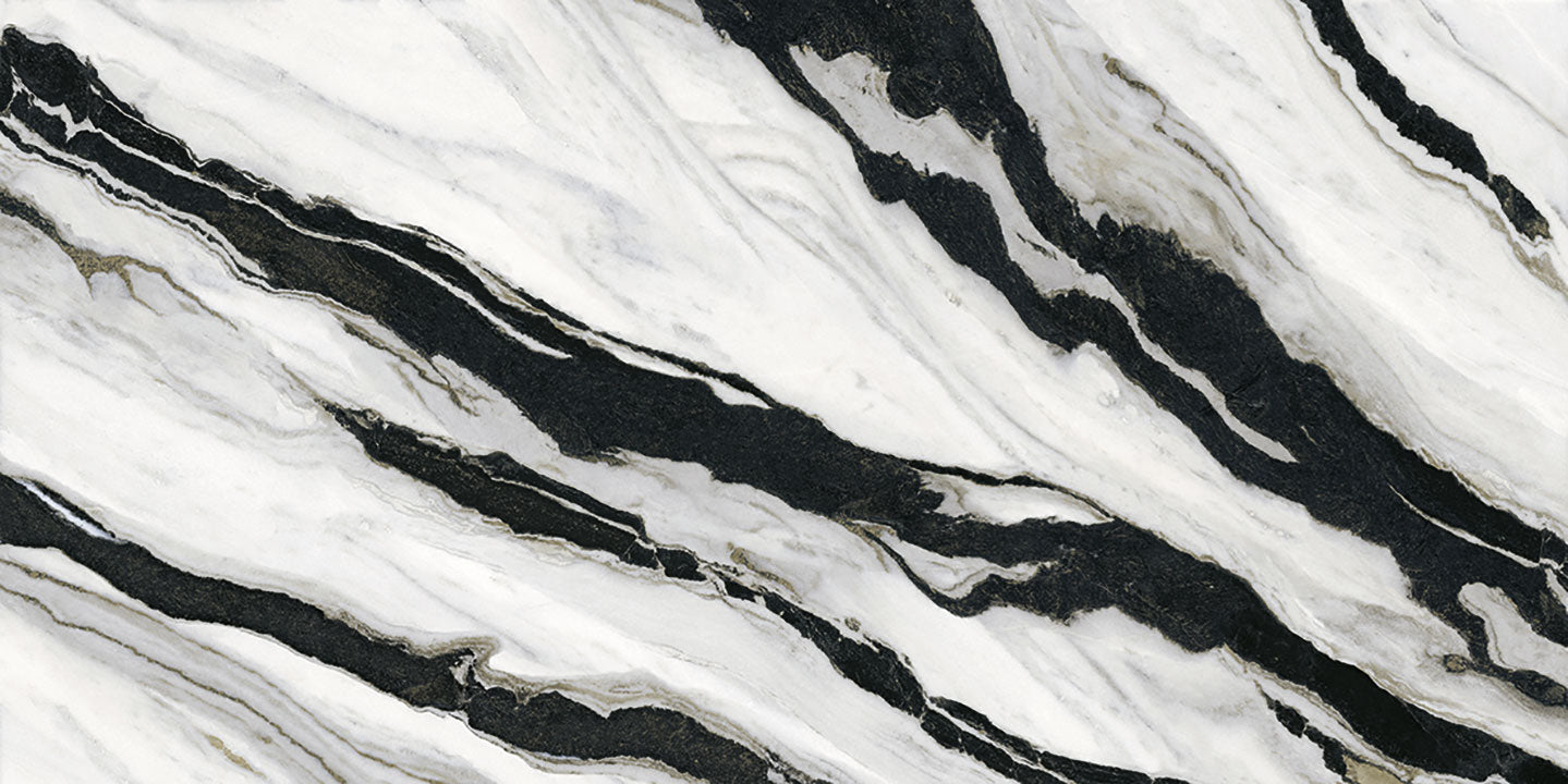 Calacatta Panda marble surface with dramatic black and white veining and polished finish — elegant stone countertops installed by Signature Stone Las Vegas