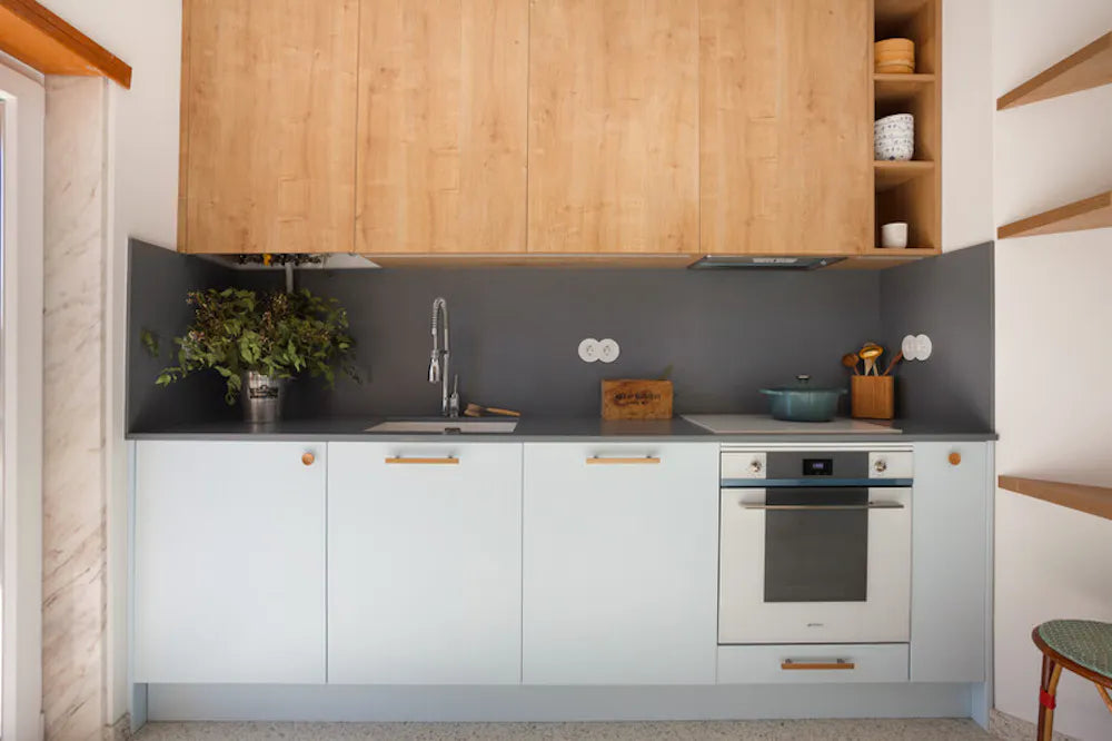 Silestone Cala Blue quartz kitchen countertops with dark gray finish and straight edges — premium quartz countertops near me by Signature Stone Las Vegas
