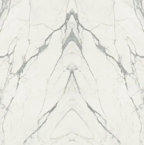 Calacatta Supremo marble slab with dramatic white background and bold gray veining — premium countertop fabrication by Signature Stone Las Vegas