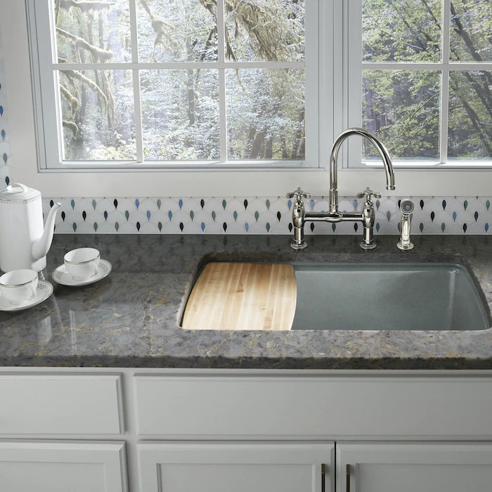 Silestone Copper Mist kitchen countertop with gray veining and undermount sink — engineered quartz countertops fabricated and installed by Signature Stone LV