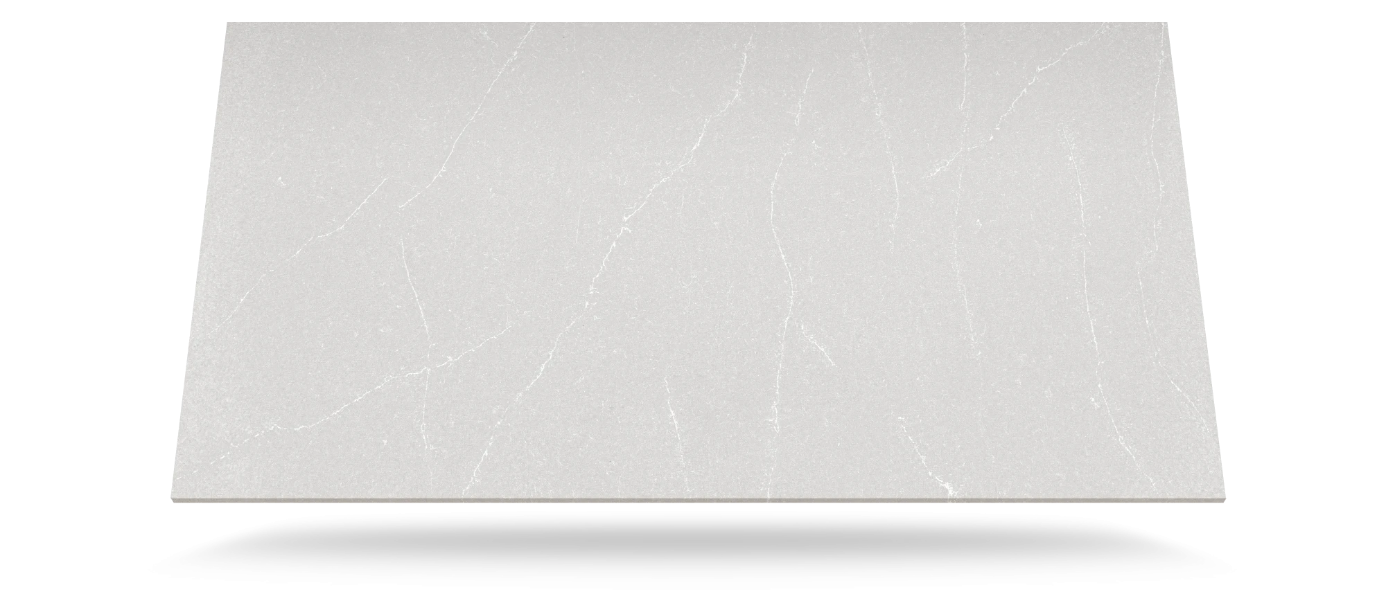Silestone Desert Silver quartz slab with subtle gray veining and polished finish — premium quartz countertops installed by Signature Stone Las Vegas