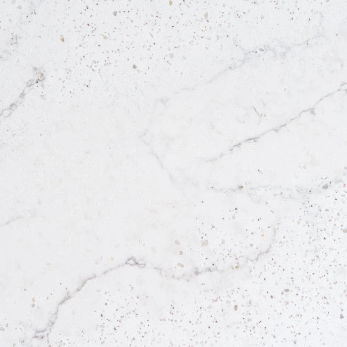 Silestone Eclectic Pearl quartz slab with white background and subtle gray veining — premium quartz countertops installed by Signature Stone Las Vegas