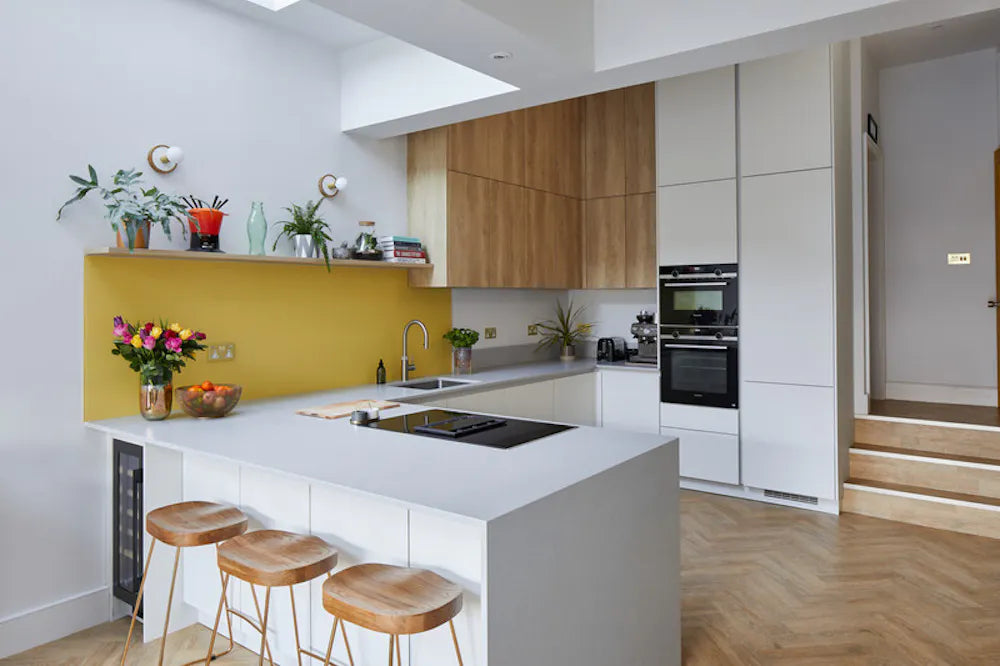 Silestone Et Serena kitchen island with clean white surface and sleek edges — engineered quartz countertops fabricated and installed by Signature Stone LV