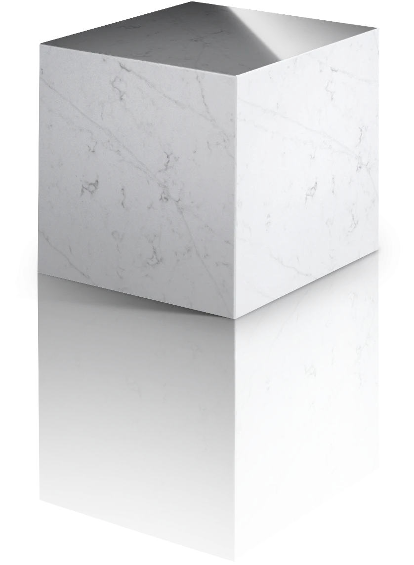 Silestone Et Statuario slab sample with white marble-look veining and polished finish — engineered quartz countertops fabricated and installed by Signature S...