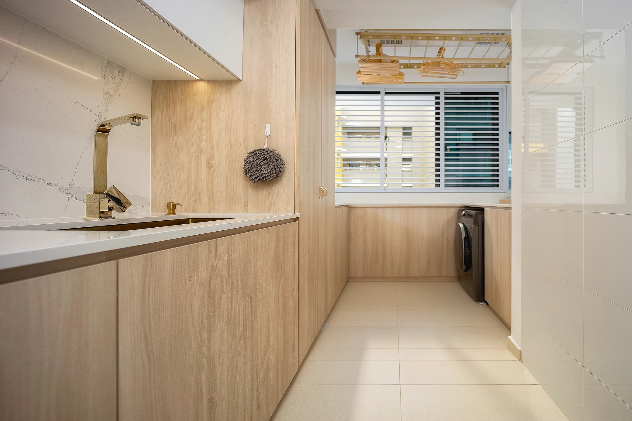 Silestone Ethereal Dusk quartz laundry room countertop with white veining and straight edge — quartz countertops near me by Signature Stone Las Vegas