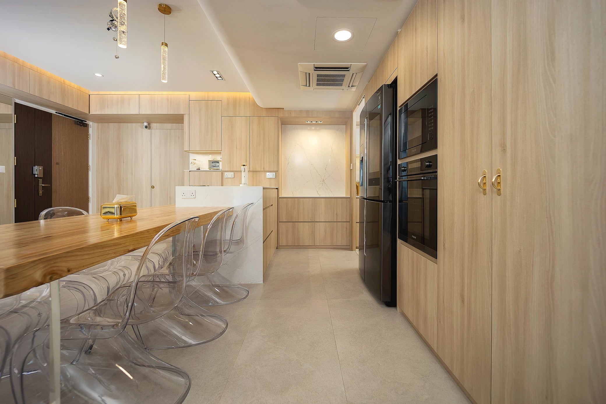 Silestone Ethereal Dusk kitchen island with warm wood cabinetry and clean lines — modern quartz countertops installed by Signature Stone Las Vegas