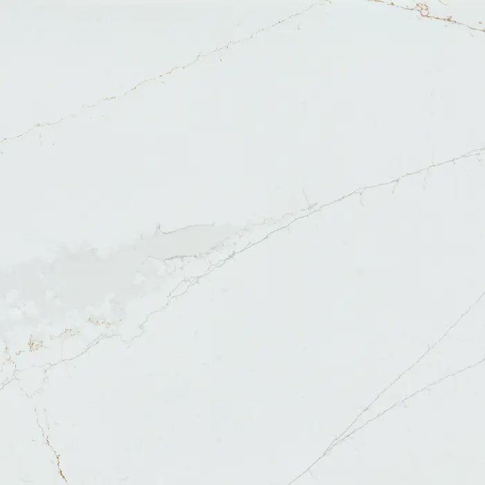 Silestone Ethereal Glow quartz slab with soft white base and subtle gray veining — premium quartz countertops installed by Signature Stone Las Vegas