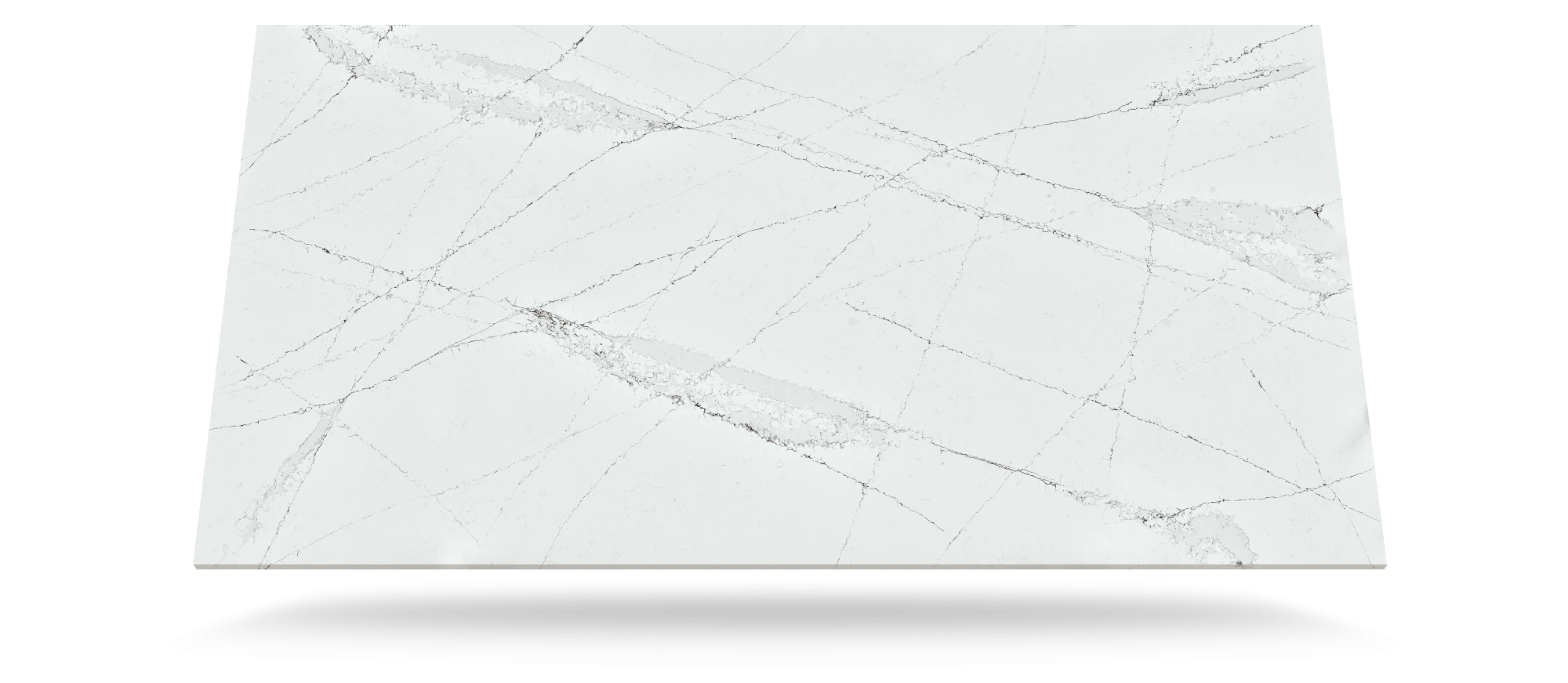 Silestone Ethereal Haze slab with white background and gray veining patterns — premium quartz countertops installed by Signature Stone Las Vegas