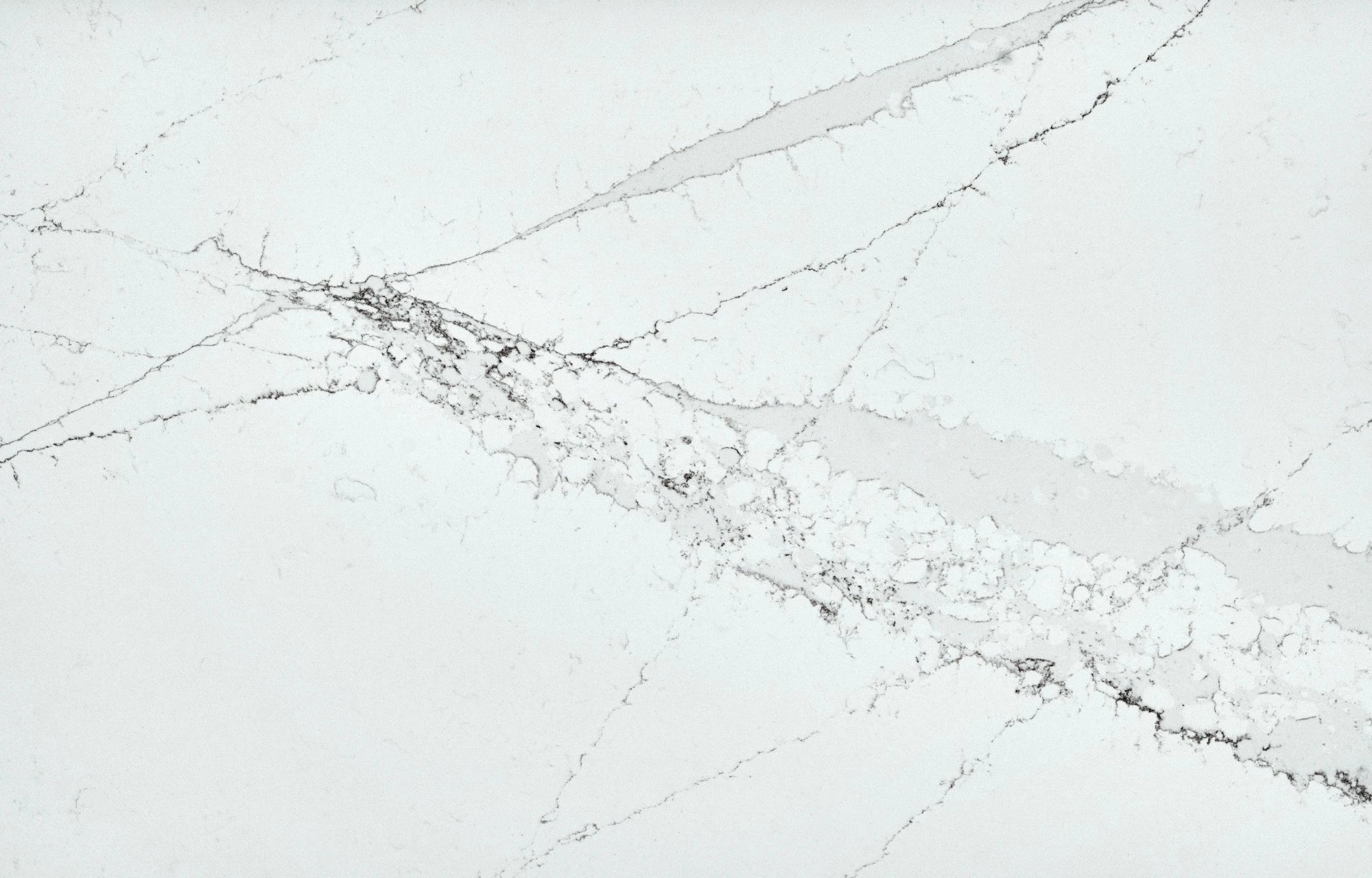 Silestone Ethereal Haze surface with white background and gray veining — engineered quartz countertops fabricated and installed by Signature Stone LV