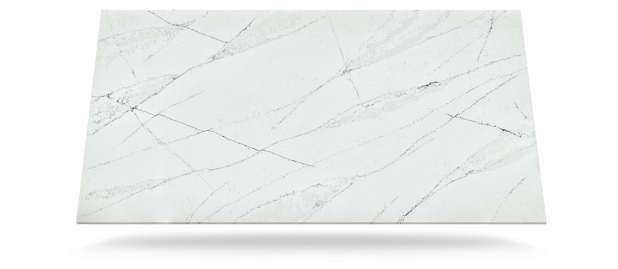 Silestone Ethereal Noctis quartz slab with white background and gray veining — quartz countertops installed by Signature Stone Las Vegas
