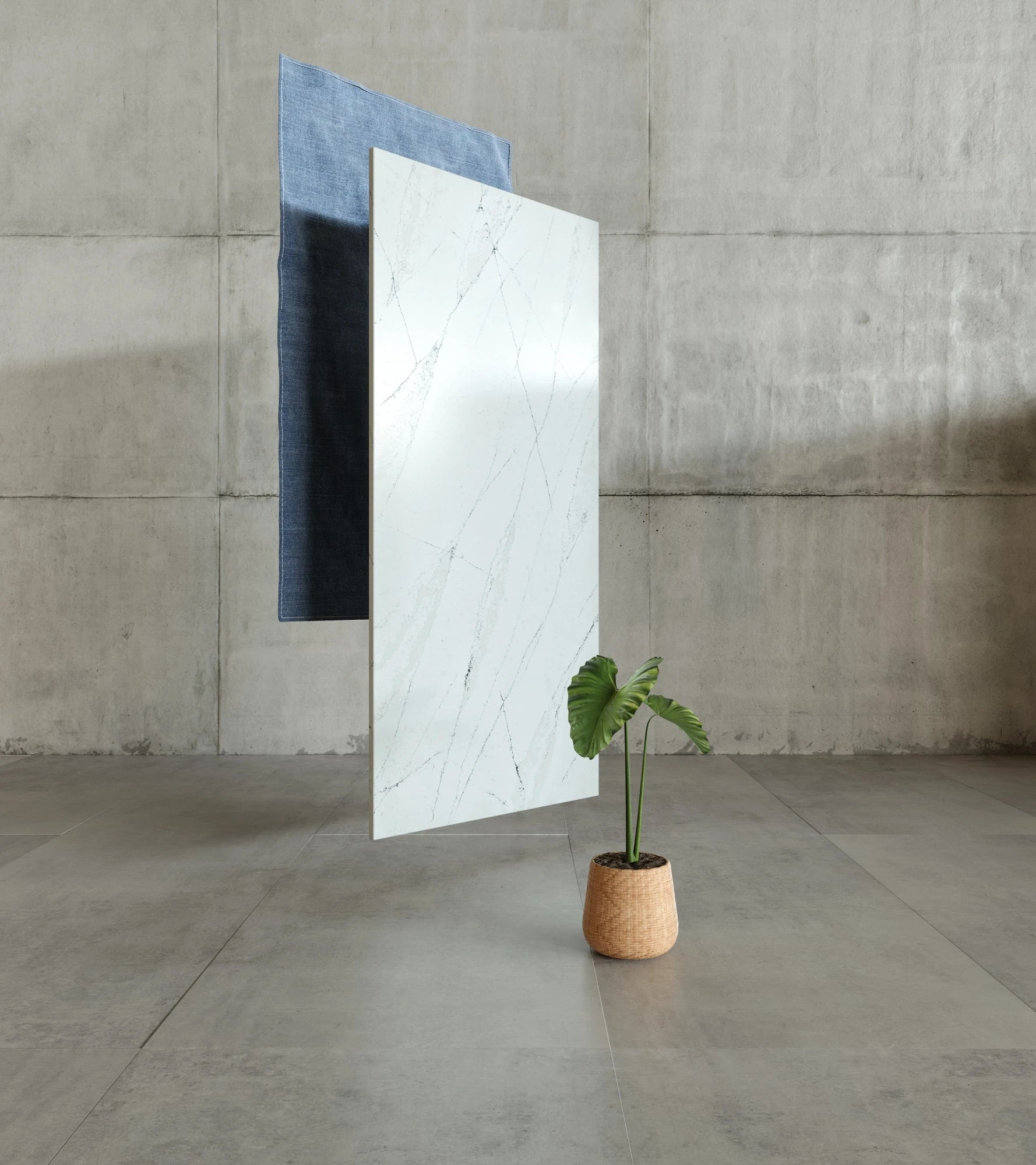 Silestone Ethereal Noctis quartz slabs with white marble veining and blue backing in modern setting — quartz countertops near me by Signature Stone Las Vegas