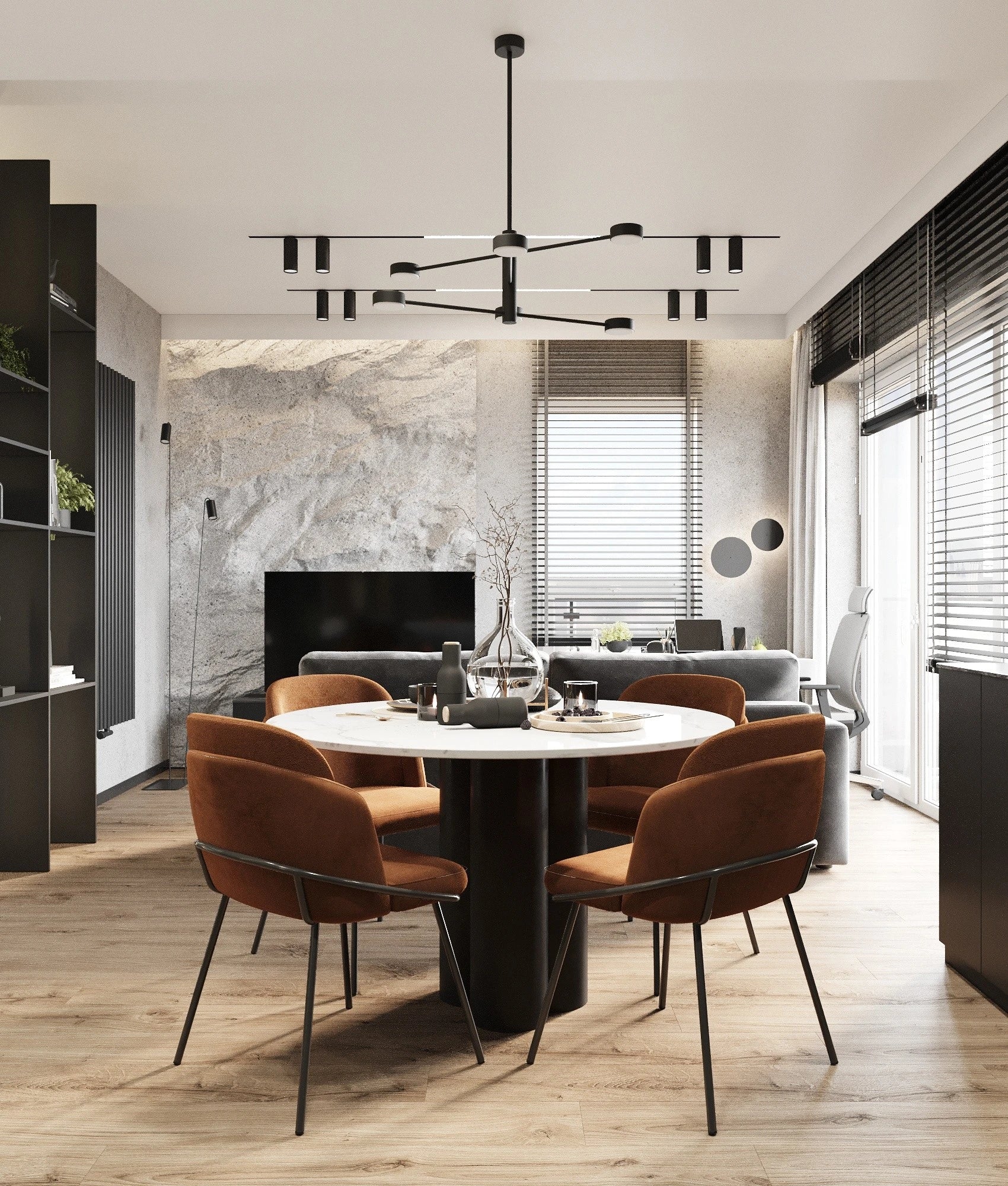 Silestone Ethereal Noctis kitchen island with white marble-look surface and black pedestal base — engineered quartz countertops fabricated and installed by S...
