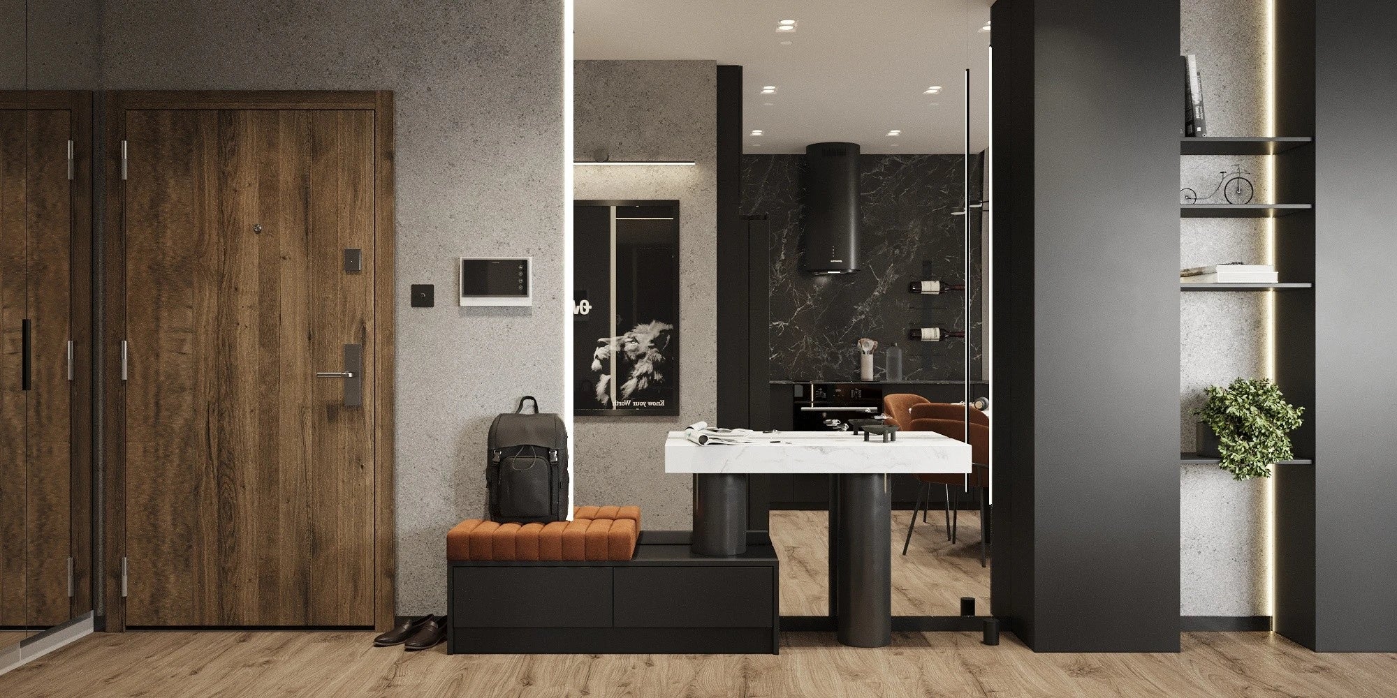 Silestone Ethereal Noctis quartz kitchen island with white marble-look veining and black base — premium quartz countertops near me by Signature Stone Las Vegas