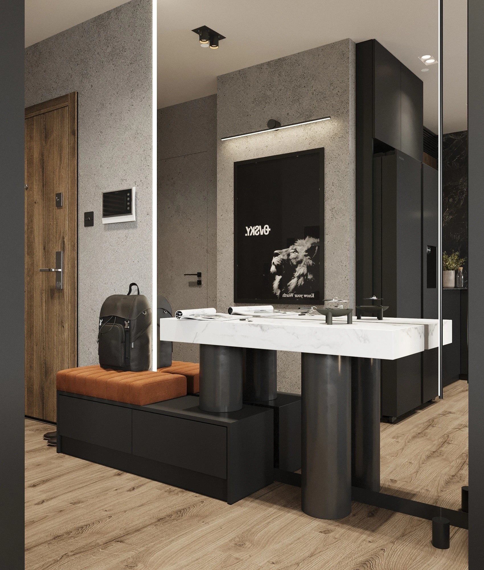 Silestone Ethereal Noctis bathroom vanity with white marble-look surface and black base — engineered quartz countertops fabricated and installed by Signature...
