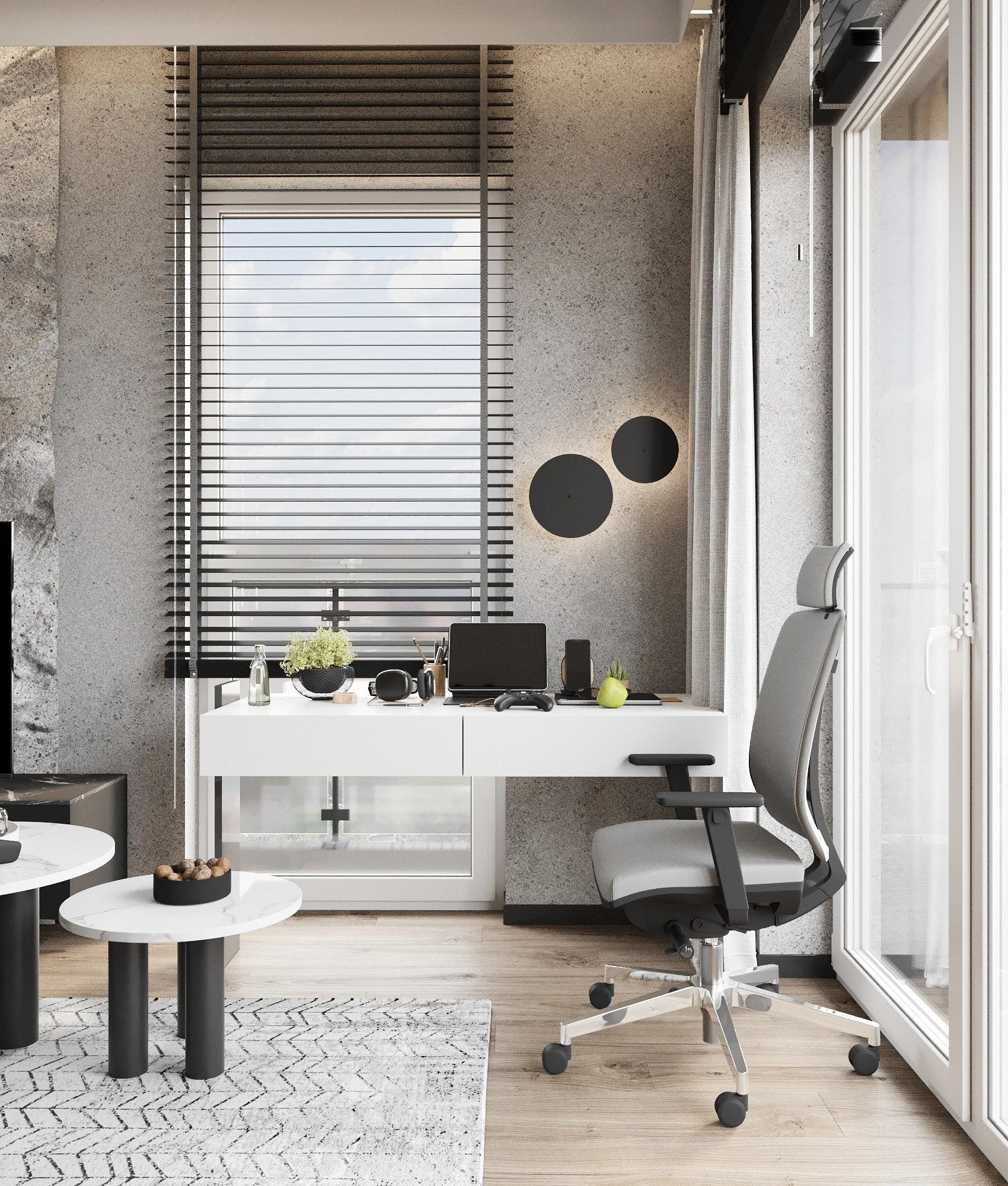 Silestone Ethereal Noctis office desk with sleek white finish and clean lines — premium quartz countertops installed by Signature Stone Las Vegas