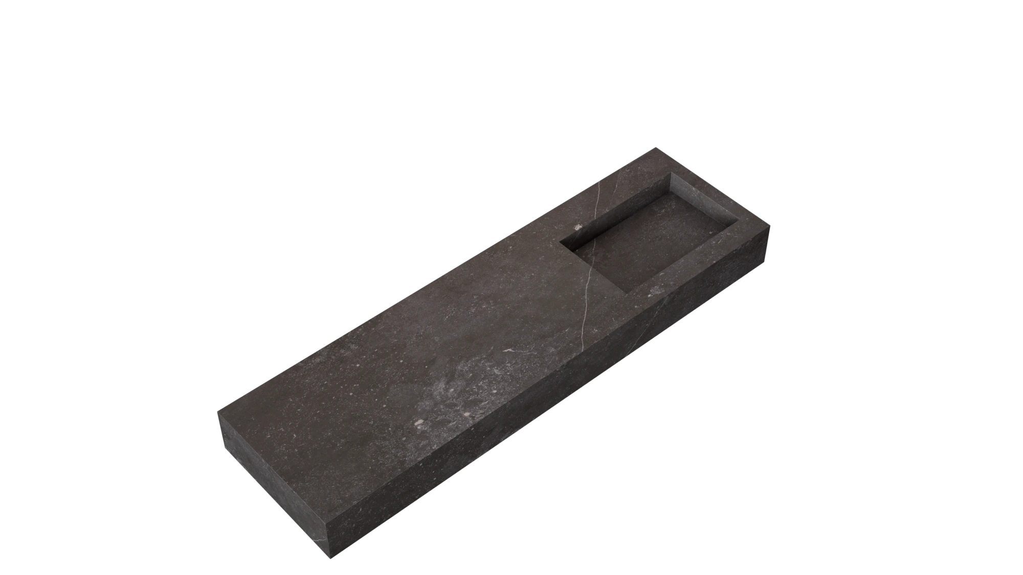 Dekton Fossil rectangular slab with dark charcoal finish and integrated rectangular cutout — premium dekton surfaces fabricated and installed by Signature St...