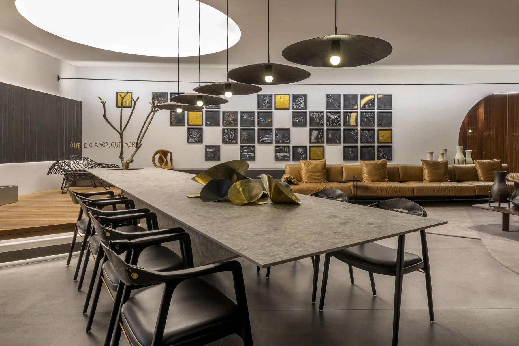 Dekton Ceppo dining table with gray concrete-look finish in modern home — dekton countertops installed by Signature Stone Las Vegas