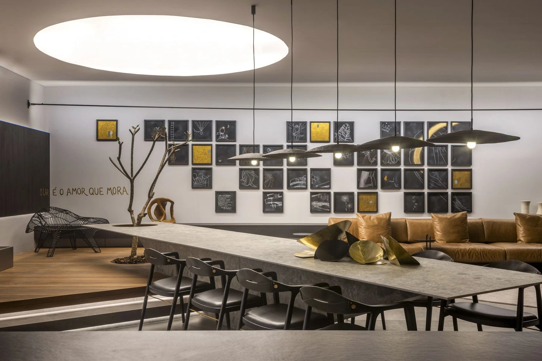 Dekton Ceppo countertop with concrete-gray finish and straight edge in modern dining area — premium dekton kitchen countertops by Signature Stone Las Vegas