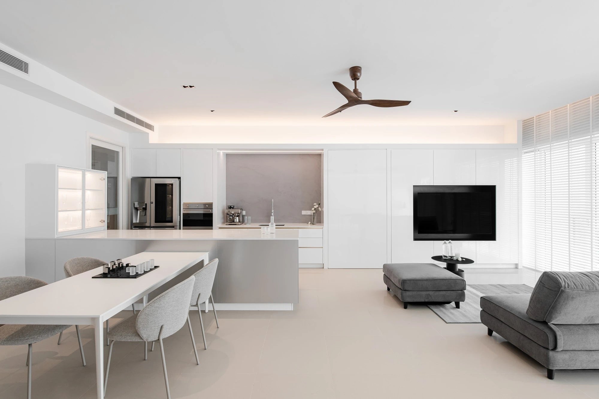 Silestone Iconic White quartz kitchen island and countertops with clean white finish in modern open-concept space — quartz countertops near me by Signature S...