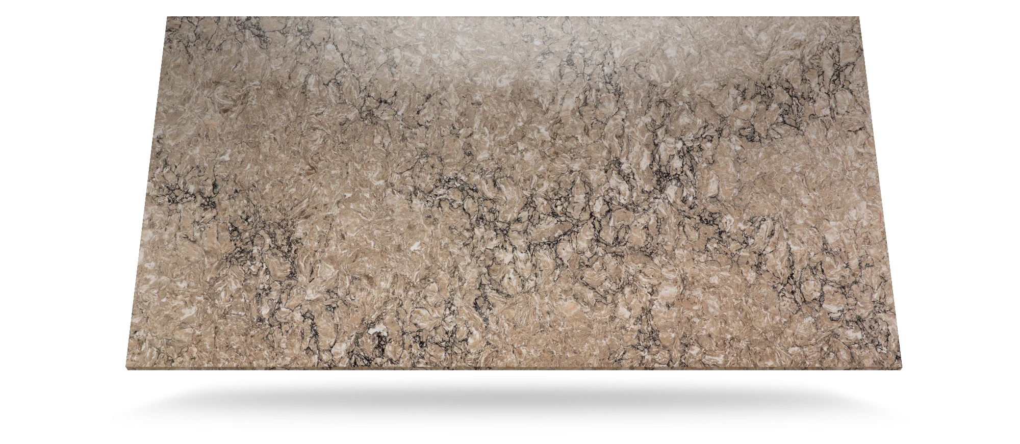 Silestone Kimbler Mist quartz slab with warm taupe tones and intricate veining patterns — premium quartz countertops near me by Signature Stone Las Vegas