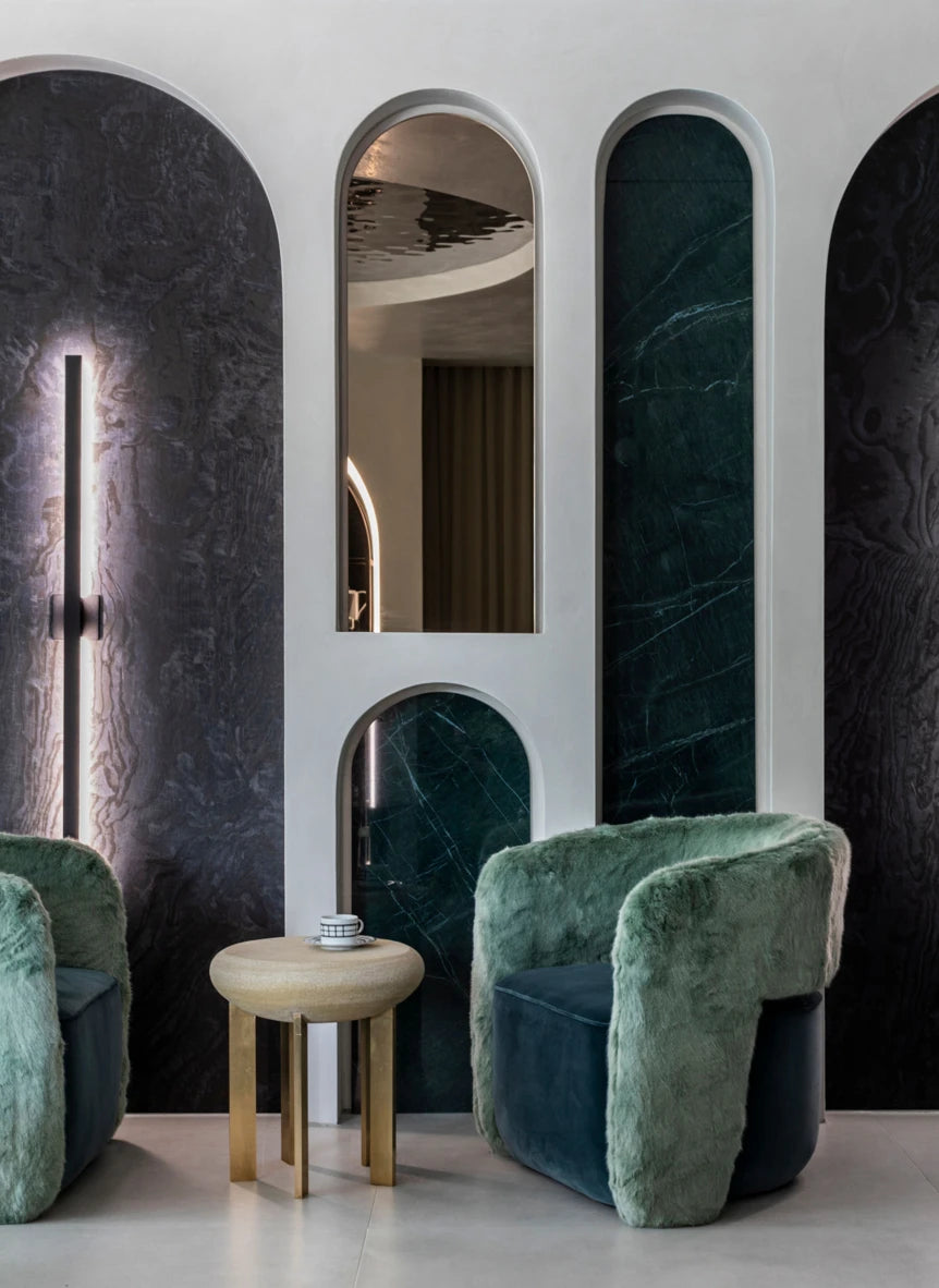 Dekton surfaces feature rich dark veining and modern arched design elements — premium dekton countertops installed by Signature Stone Las Vegas