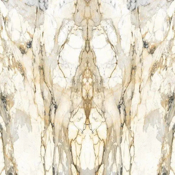 Macchia Vecchia marble slab with creamy white base and golden brown veining — perfect for custom countertops fabricated and installed by Signature Stone LV