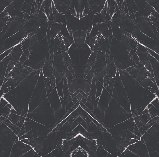 Marquinia Noir marble slab with dramatic black background and white veining pattern — custom countertops fabricated and installed by Signature Stone LV