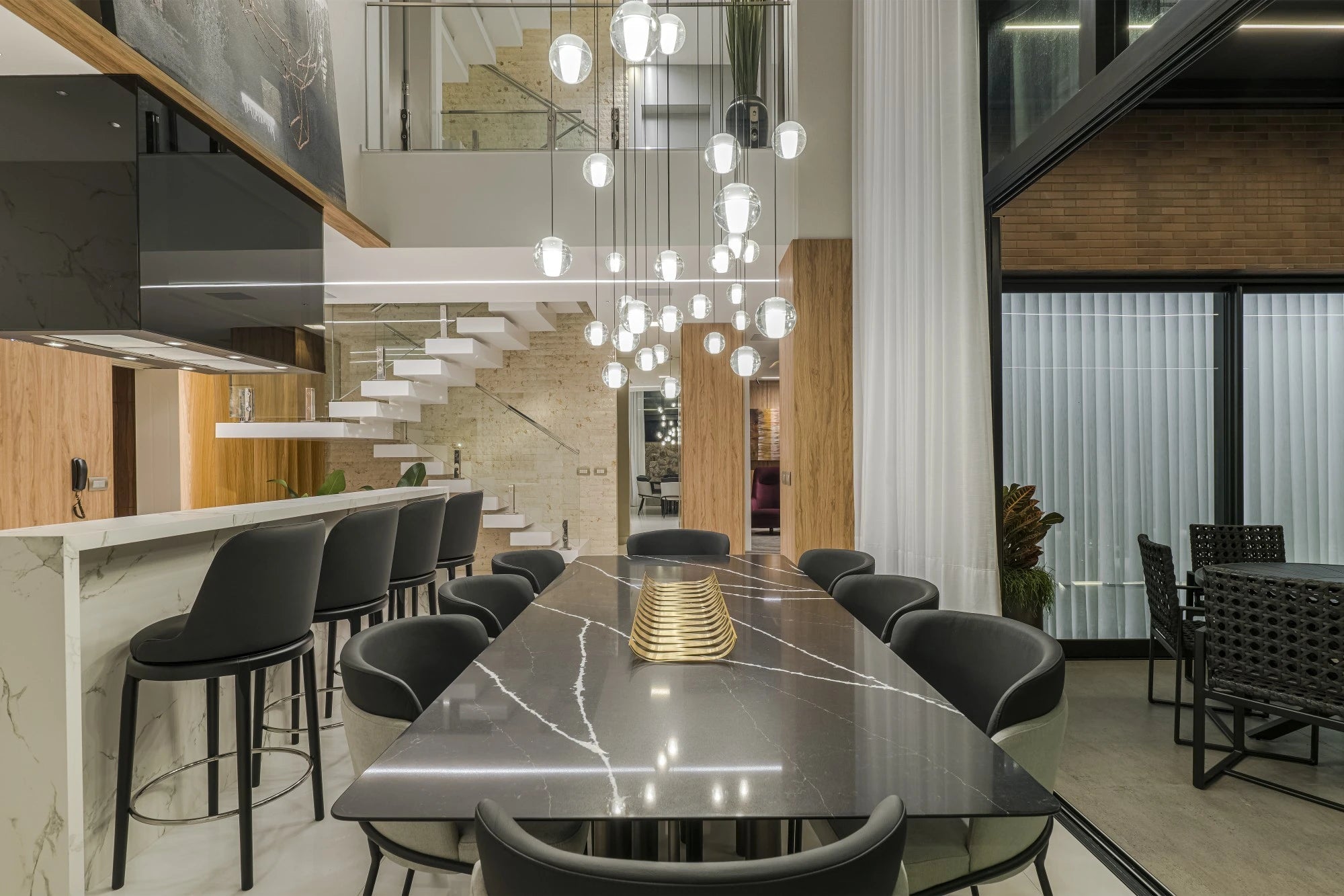 Silestone Miami White kitchen island with gray veining and polished finish — engineered quartz countertops fabricated and installed by Signature Stone LV