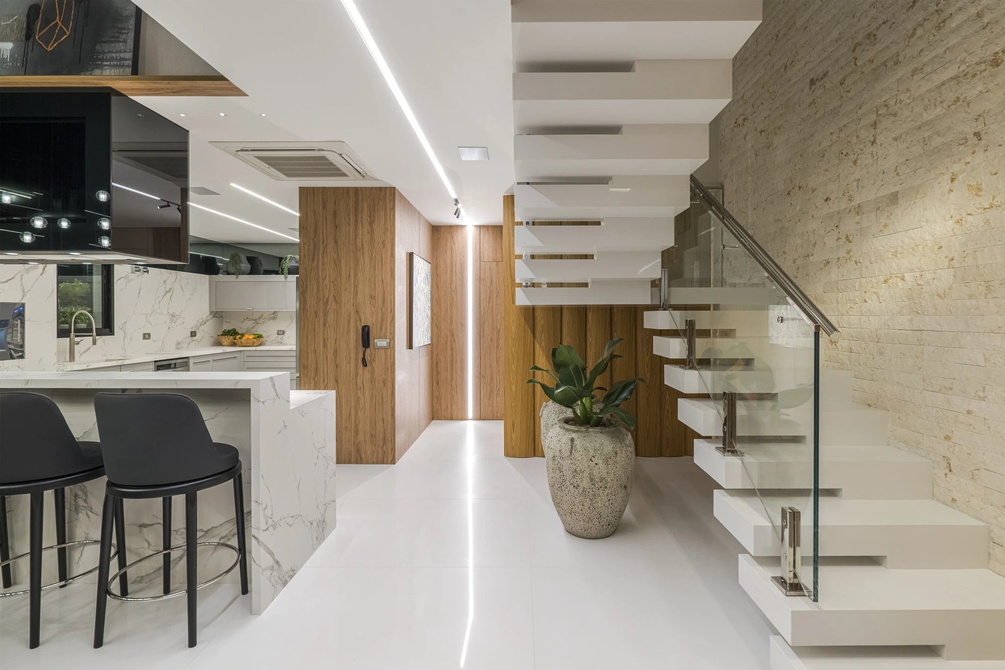Silestone Miami White quartz kitchen island with white veining and polished finish — premium quartz countertops near me by Signature Stone Las Vegas