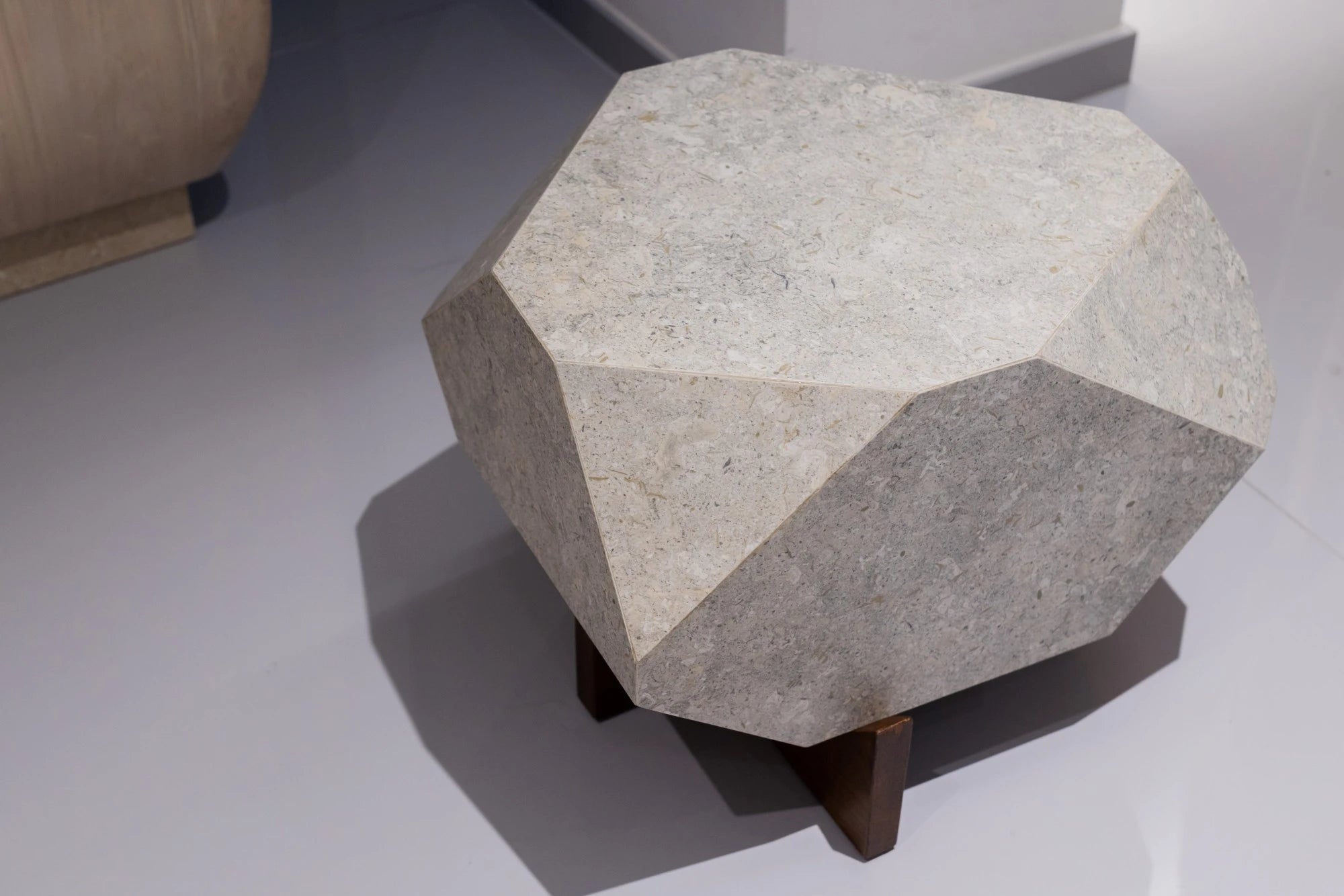 Dekton Nebbia countertop sample with geometric faceted edges and light gray marbled finish — ideal for dekton kitchen countertops by Signature Stone Las Vegas