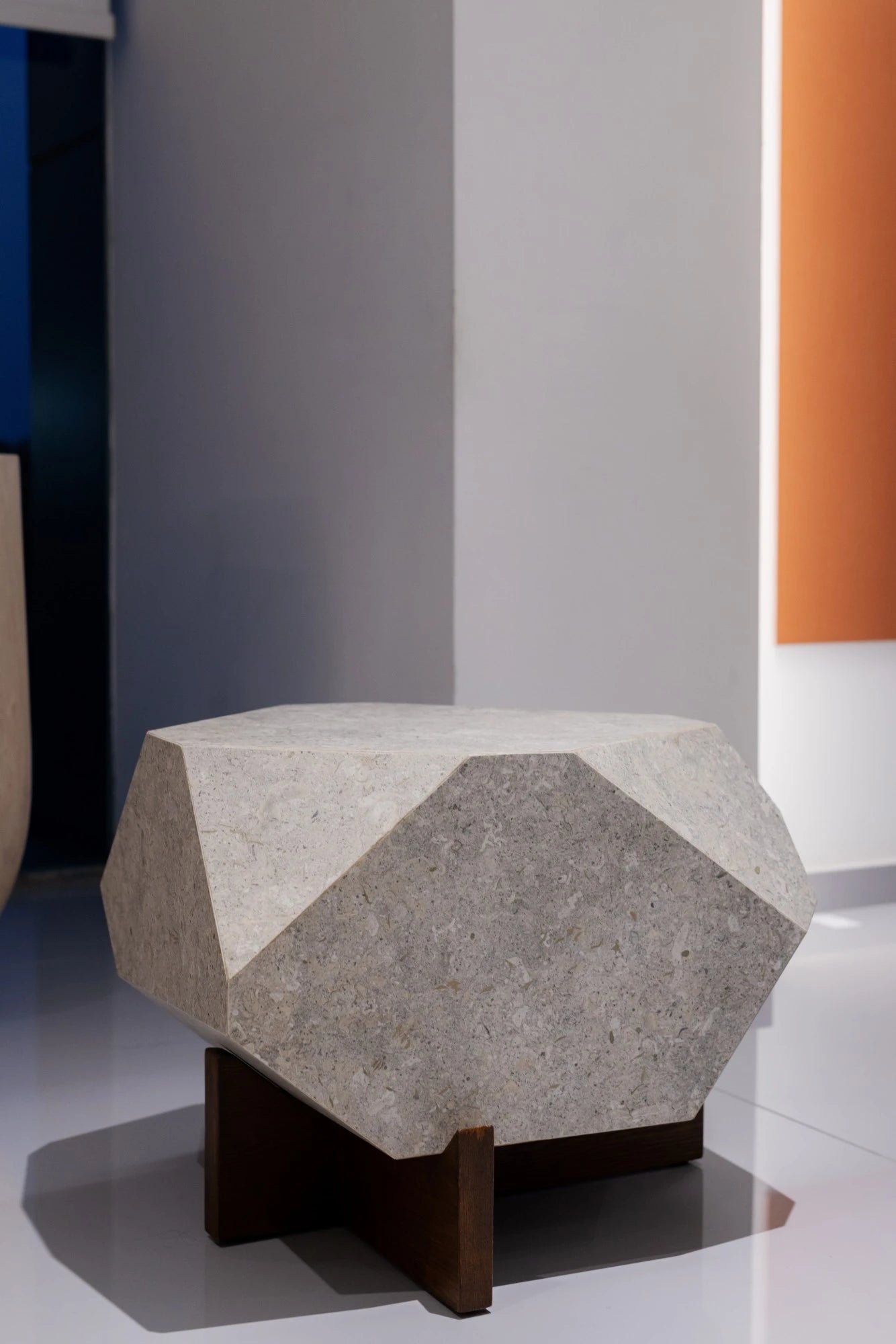 Dekton Nebbia stone slab with geometric faceted edges and speckled gray finish — premium dekton kitchen countertops by Signature Stone Las Vegas