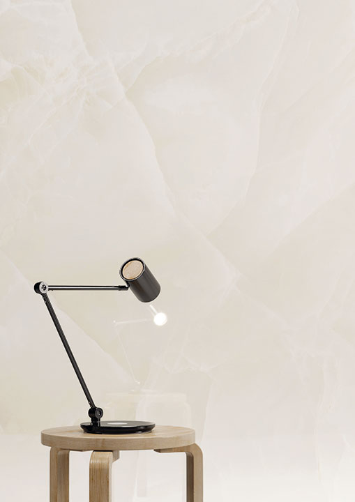 Onyx Nuvolato surface with soft beige veining and polished finish — elegant stone countertops installed by Signature Stone Las Vegas