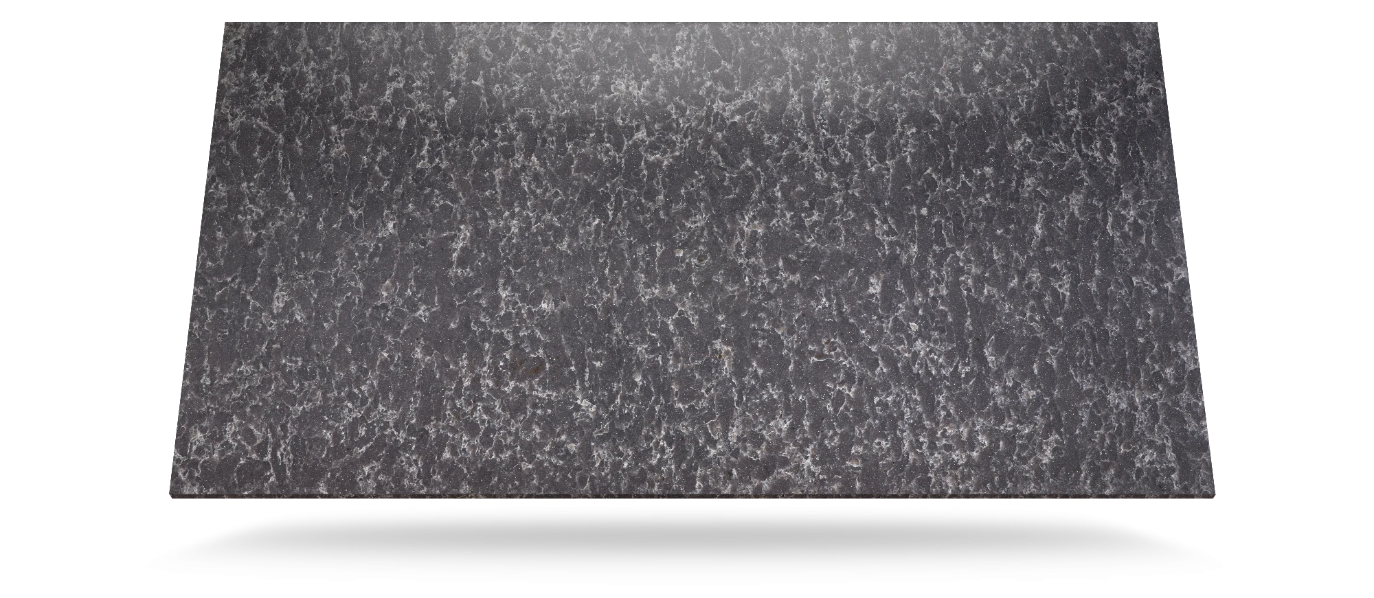 Silestone Ocean Storm quartz slab with dramatic dark gray base and white veining in polished finish — premium quartz countertops near me by Signature Stone L...