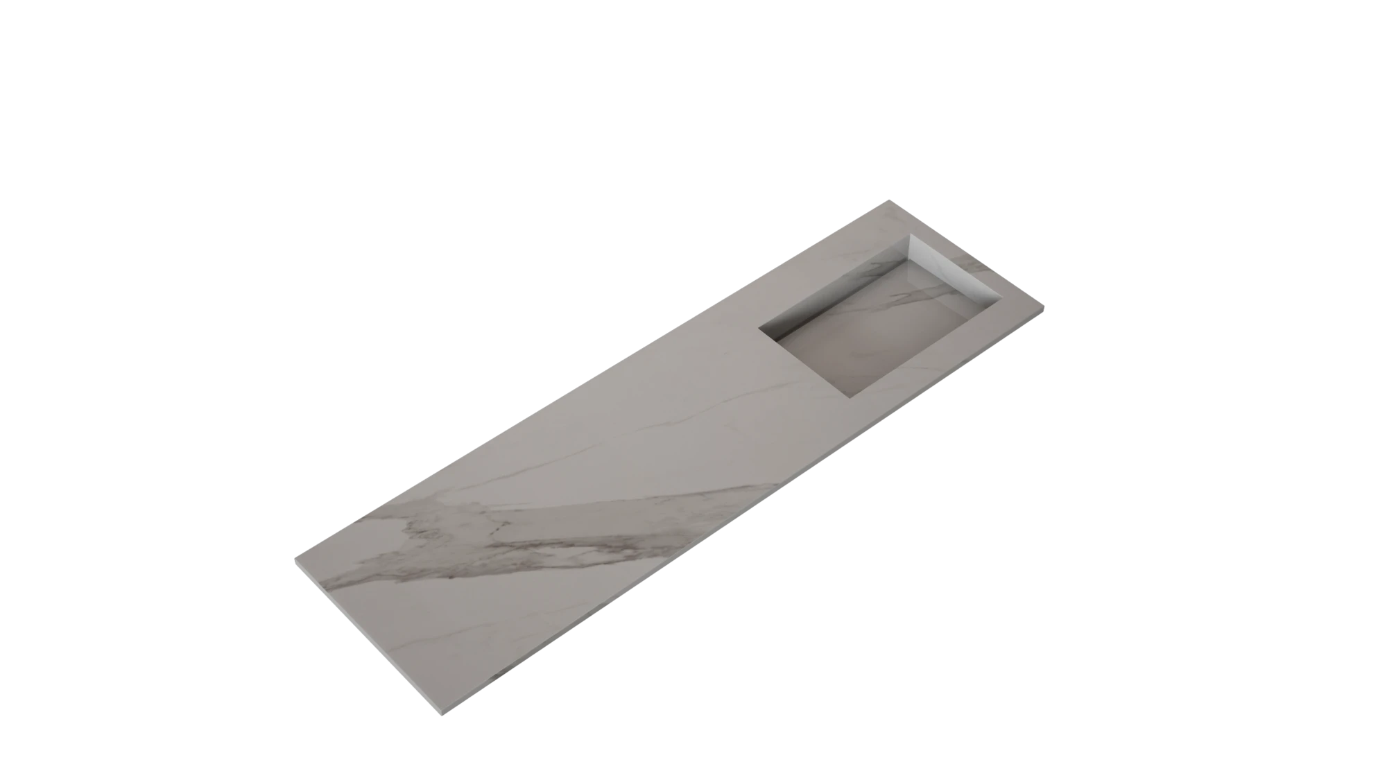 Dekton Olimpo vanity top with integrated sink in soft gray marble-look finish — premium dekton kitchen countertops by Signature Stone Las Vegas