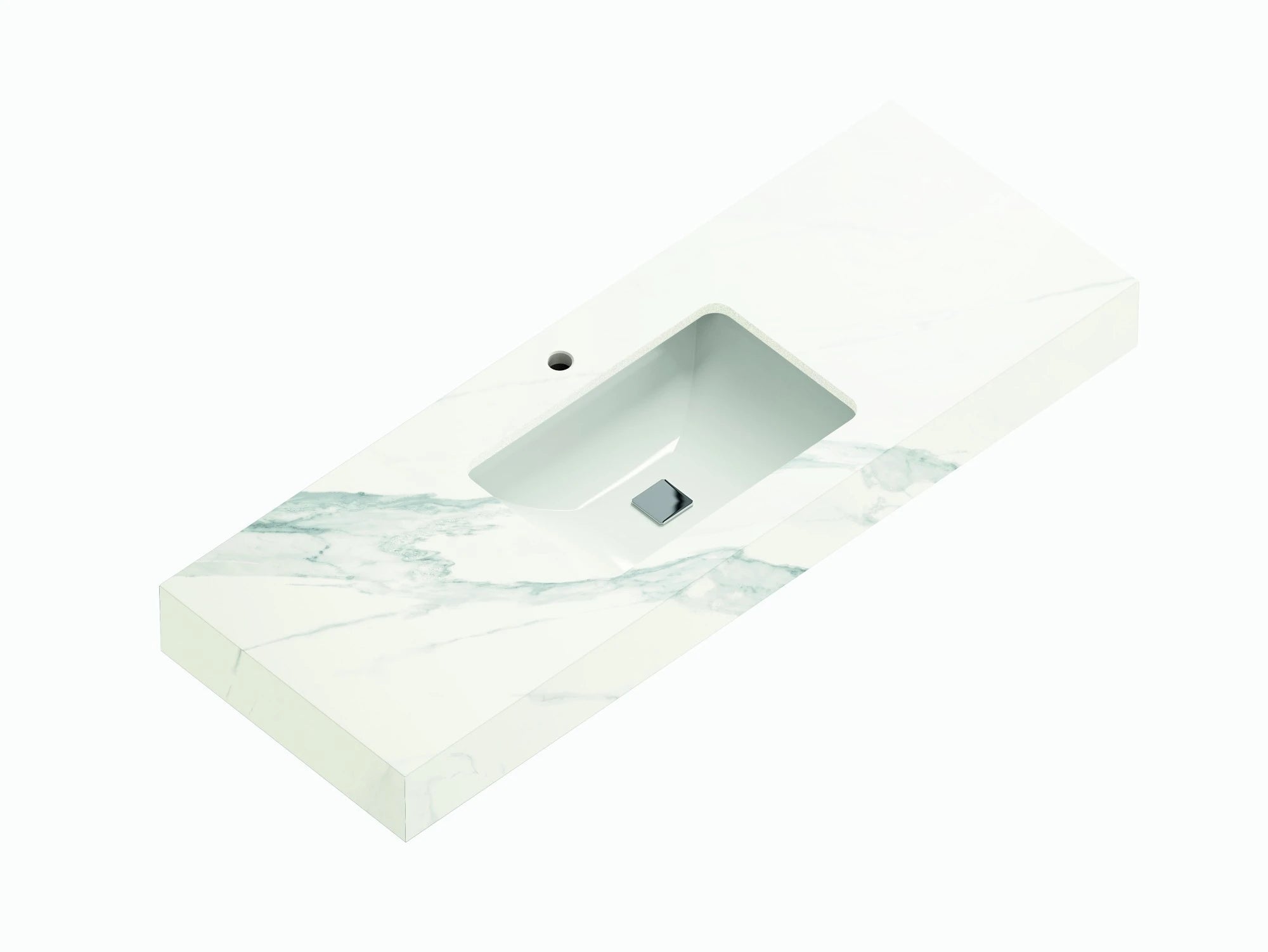 Dekton Opera countertop slab with white marble-look veining and integrated rectangular sink — premium dekton kitchen countertops by Signature Stone Las Vegas