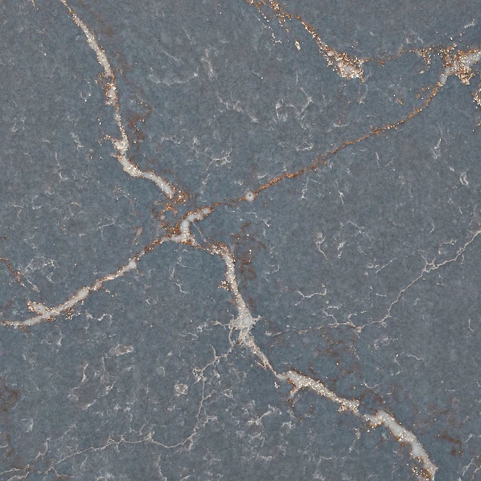 Silestone Parisien Bleu surface with blue-gray base and white copper veining — elegant quartz countertops installed by Signature Stone Las Vegas