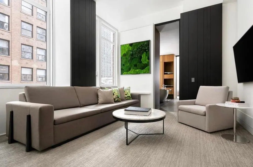 Silestone Pietra quartz surfaces in modern living room with light gray finish and clean lines — quartz countertops near me by Signature Stone Las Vegas