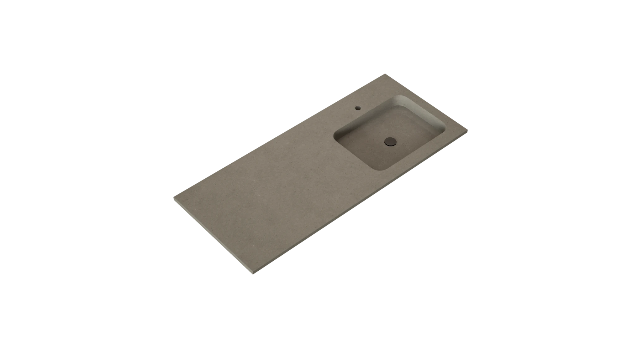 Silestone Royal Reef bathroom vanity top in warm taupe with integrated rectangular sink — engineered quartz countertops fabricated and installed by Signature...
