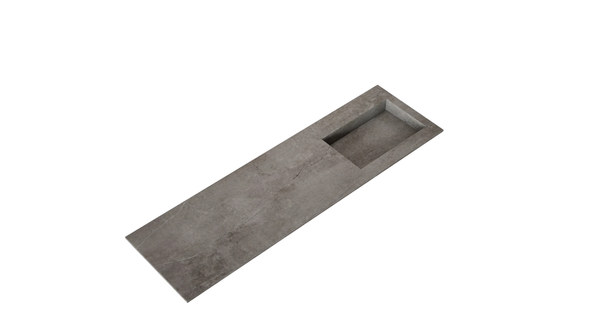 Dekton Soke bathroom vanity top with integrated rectangular sink in gray concrete finish — dekton countertops installed by Signature Stone Las Vegas