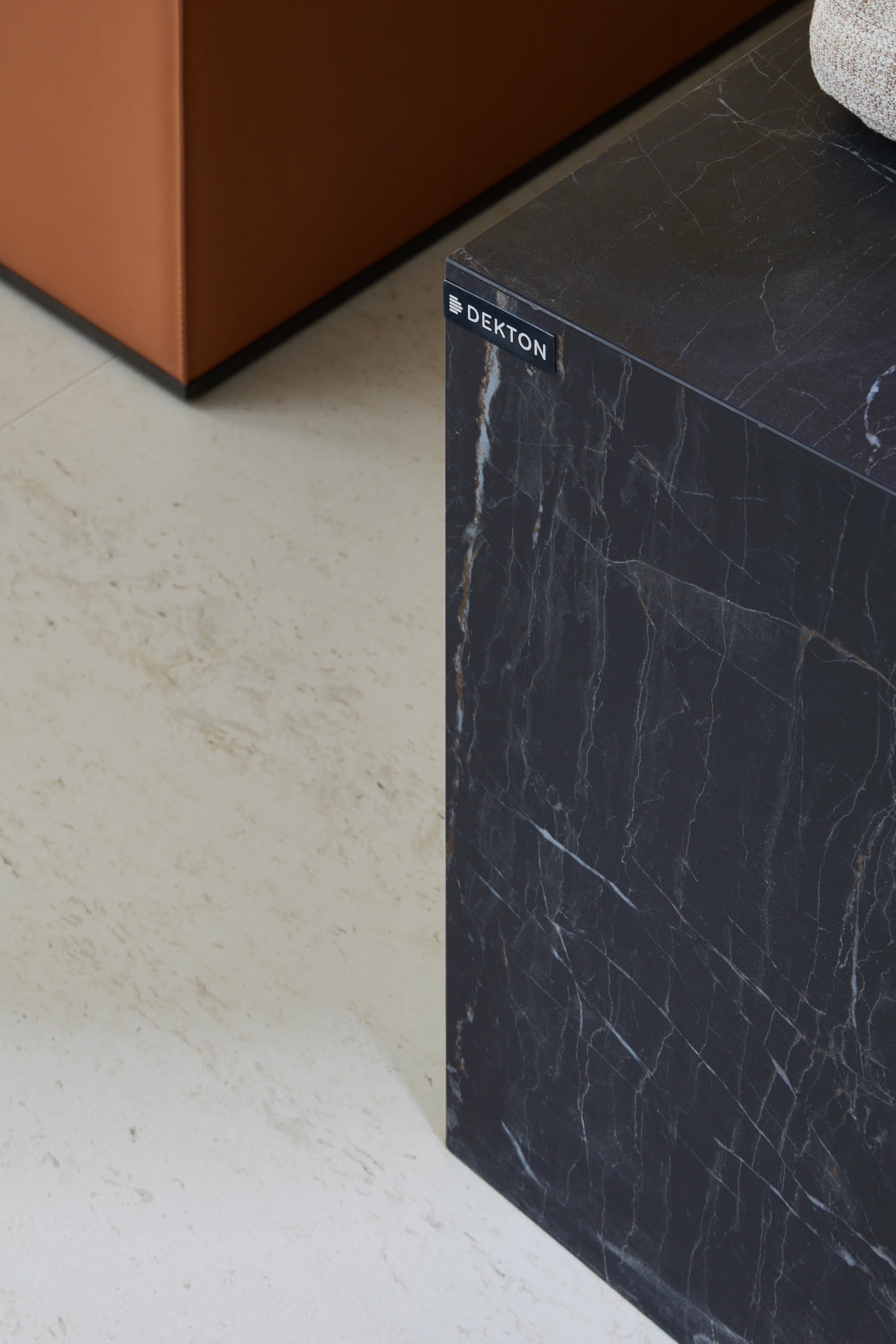 Dekton Somnia surface with dramatic black marble veining and white accents — premium dekton countertops installed by Signature Stone Las Vegas
