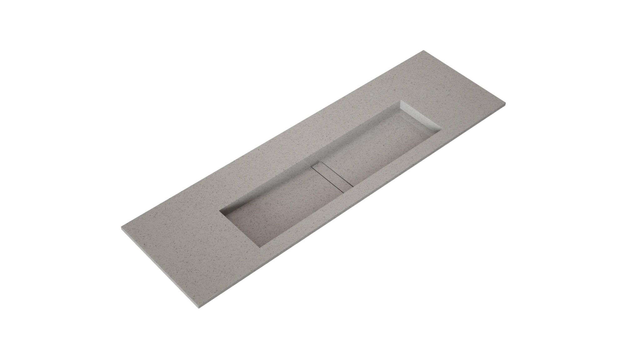 Silestone Stellar Snow vanity top with integrated rectangular sink in light gray speckled finish — engineered quartz countertops fabricated and installed by ...